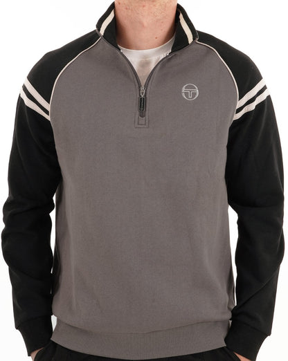 Sergio Tacchini Retro Half Zip Black Charcoal