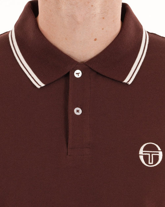 Sergio Tacchini Sergio Tacchini Tipped Long Sleeve Polo Shirt Dark Brown
