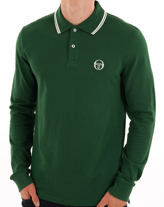 Sergio Tacchini Sergio Tacchini Tipped Long Sleeve Polo Shirt Green