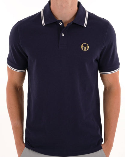 Sergio Tacchini Tipped Polo Shirt Navy Blue/Gardenia