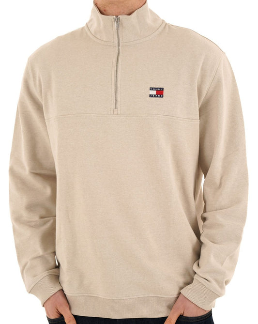 Tommy Hilfiger Tommy Jeans Badge 1/4 Zip Sweater Ancient White