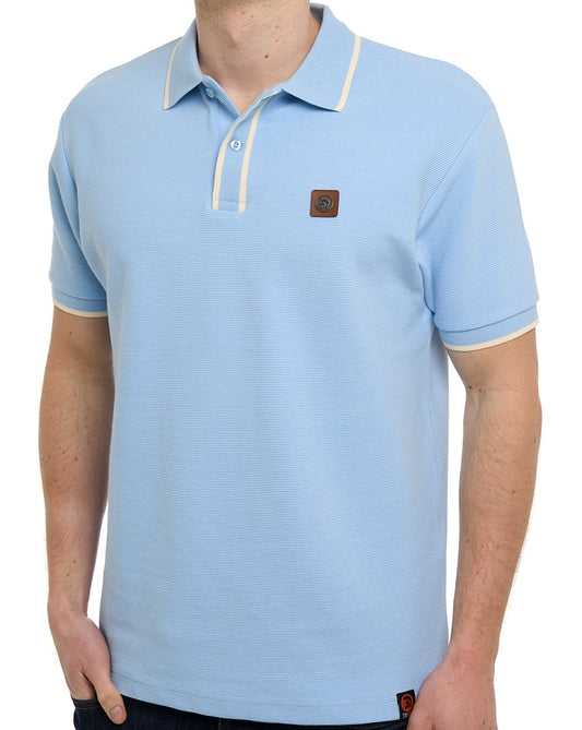 Trojan Trojan Ottoman Stripe Trim Polo Shirt Powder Blue