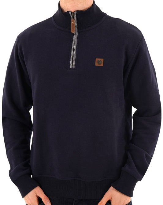 Trojan Trojan Quarter Zip Trim Sweat Navy