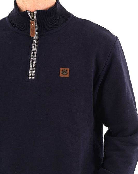 Trojan Trojan Quarter Zip Trim Sweat Navy