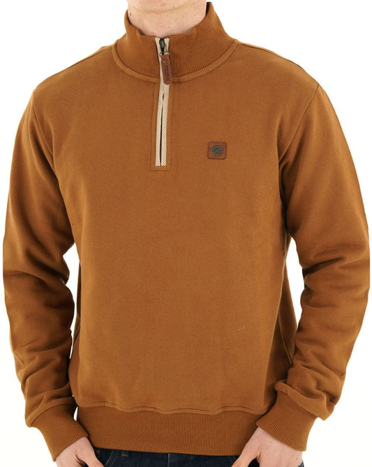 Trojan Trojan Quarter Zip Trim Sweat Tan