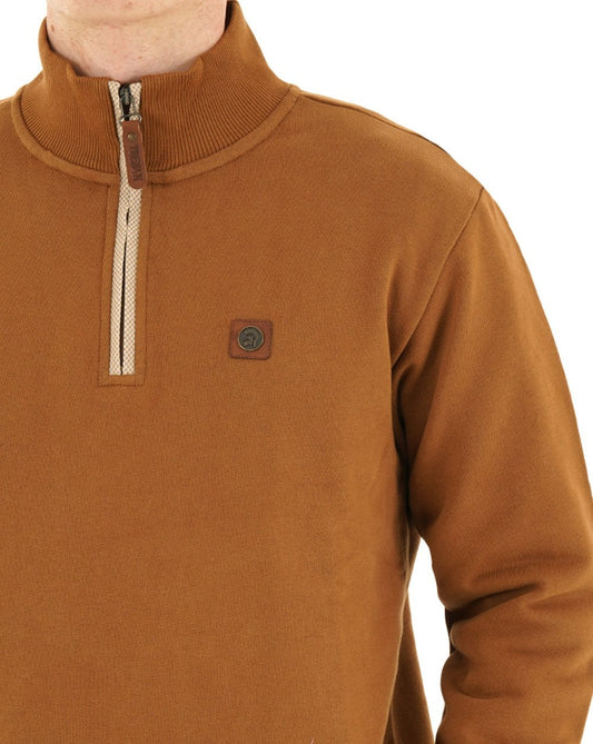 Trojan Trojan Quarter Zip Trim Sweat Tan